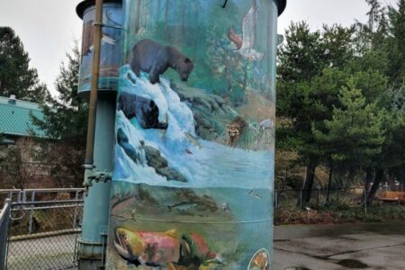 The hatchery features over 54 pieces of public artwork including community murals and art installations.