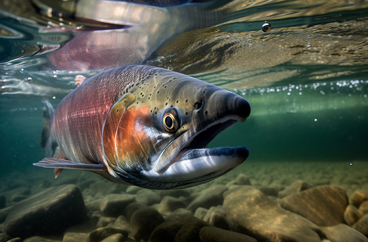 pink salmon underwater close-up generated by ai